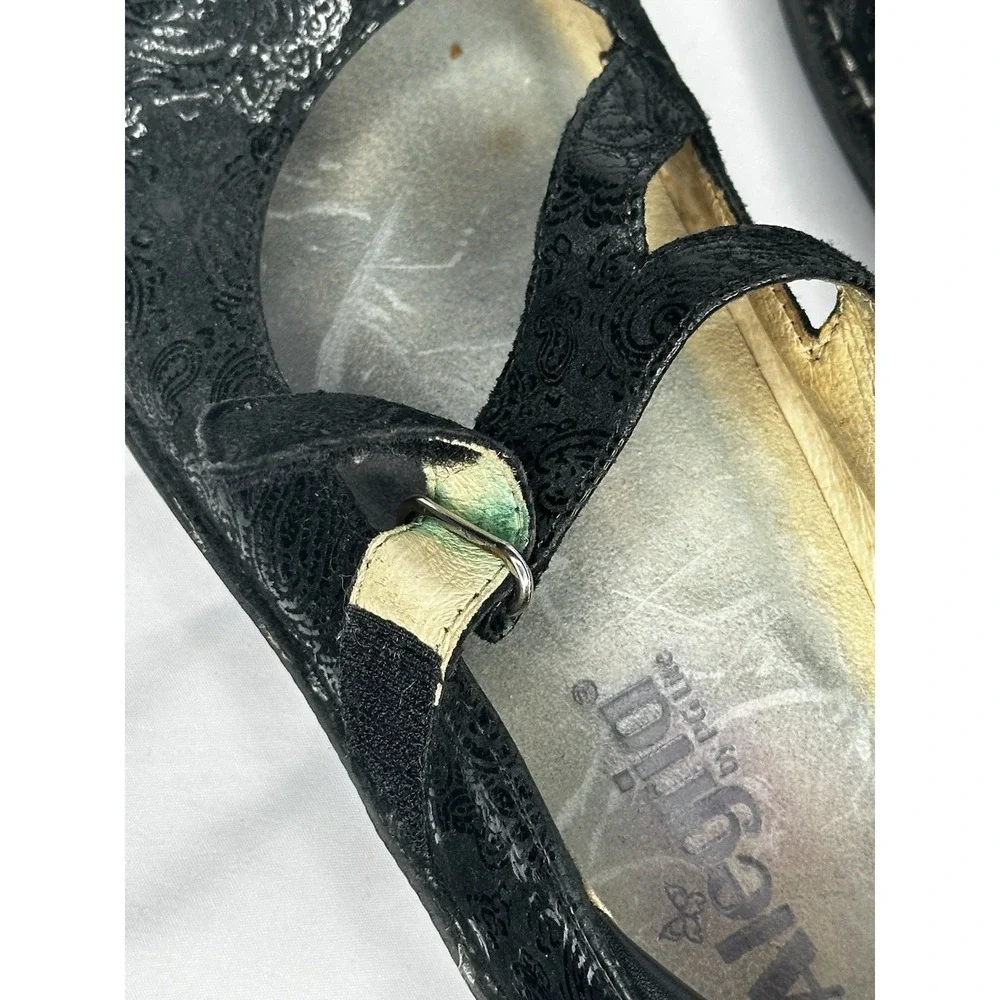 Alegria Paloma Black Paisley Leather Mary Jane Rocker Shoes JIL-561 Womens 38